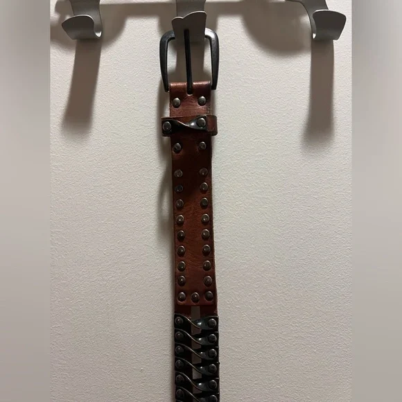Liebeskind Brown and silver hardware Studded Belt - www  display picture 1